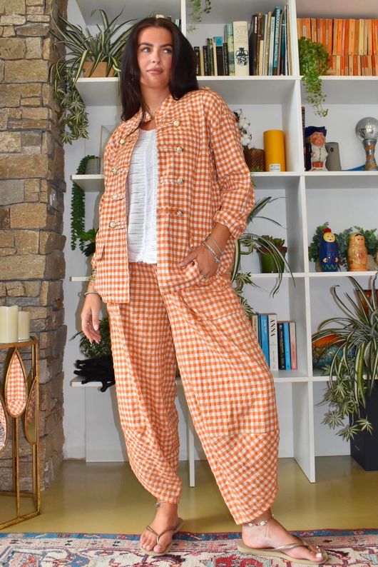 Nonni Gingam Napoleon Jacket Carrot